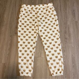 La Vie en Rose Teddy Bear Print Plush Pajama Pants - Size XL - NWT